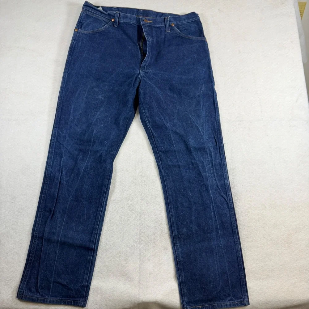 Wrangler 13MWZ Cowboy Cut Original Fit Indigo Blue Jeans Mens 38x32 Straight Leg